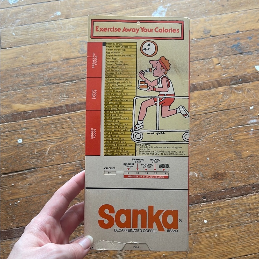 1983 Sanka Retro Exercise Calorie Chart